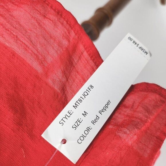 ZAC & RACHEL Red Beaded 3/4 Bell Sleeve Blouse Peasant Swing Top Womens Sz M $48 - Picture 5 of 7